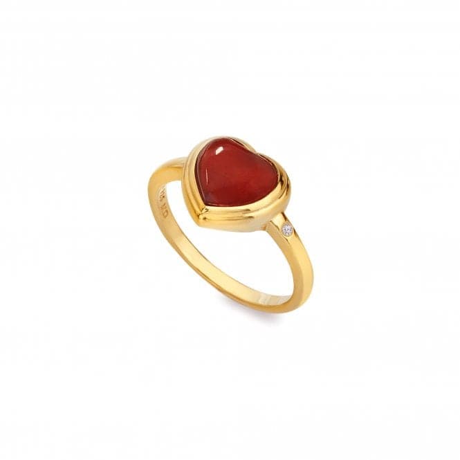 18ct Gold Plated Sterling Silver Heart Red Agate Ring DR285Hot Diamonds x GemstonesDR285/XS