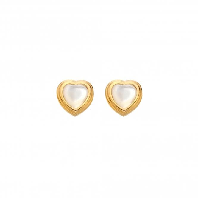 18ct Gold Plated Sterling Silver Heart Stud Mother of Pearl Earrings DE790Hot Diamonds x Jac JossaDE790