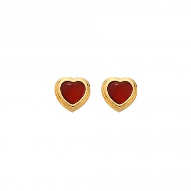 18ct Gold Plated Sterling Silver Heart Stud Red Agate Earrings DE796Hot Diamonds x GemstonesDE796