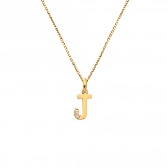 18ct Gold Plated Sterling Silver Letter J Pendant DP948Hot Diamonds x Jac JossaDP948