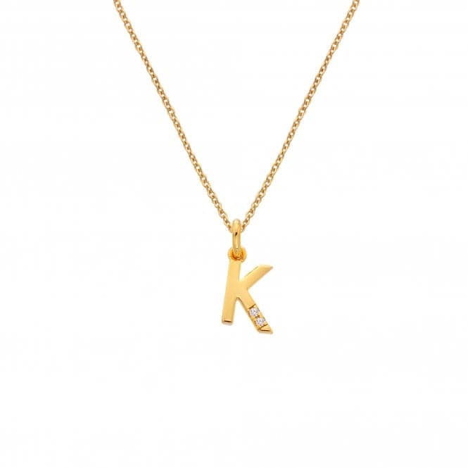 18ct Gold Plated Sterling Silver Letter K Pendant DP949Hot Diamonds x Jac JossaDP949