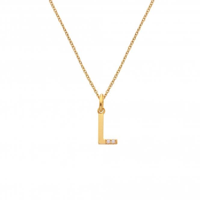 18ct Gold Plated Sterling Silver Letter L Pendant DP950Hot Diamonds x Jac JossaDP950