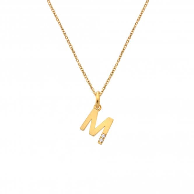 18ct Gold Plated Sterling Silver Letter M Pendant DP951Hot Diamonds x Jac JossaDP951