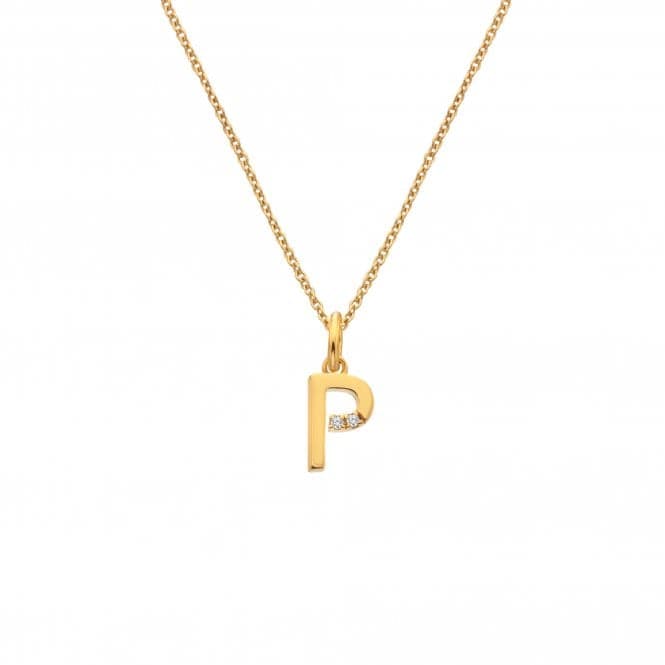 18ct Gold Plated Sterling Silver Letter P Pendant DP954Hot Diamonds x Jac JossaDP954