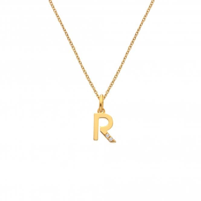 18ct Gold Plated Sterling Silver Letter R Pendant DP956Hot Diamonds x Jac JossaDP956