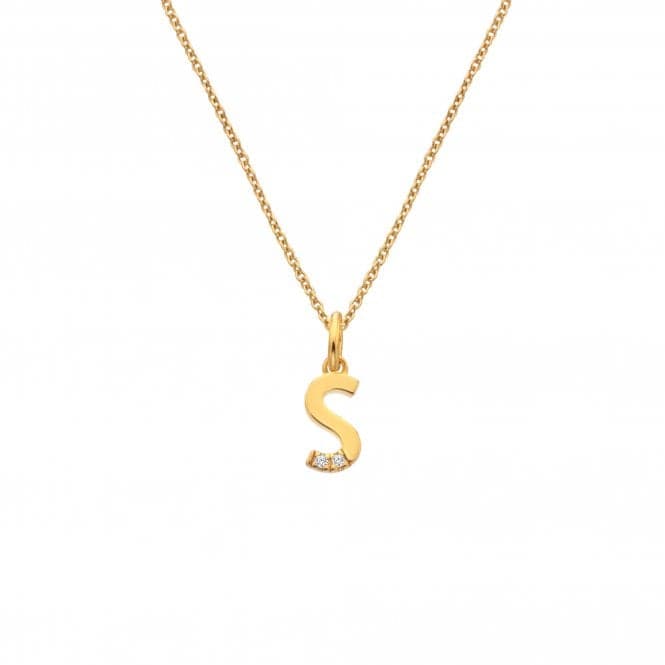 18ct Gold Plated Sterling Silver Letter S Pendant DP957Hot Diamonds x Jac JossaDP957