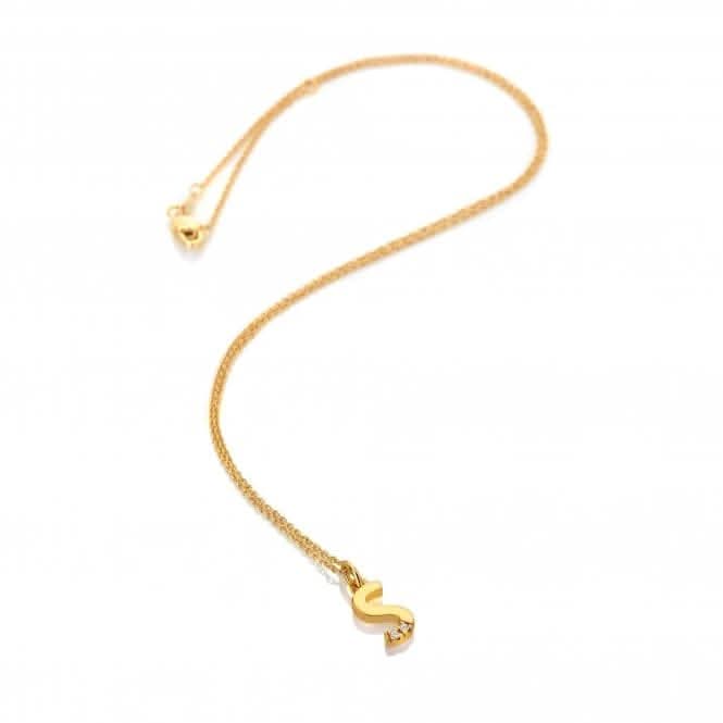 18ct Gold Plated Sterling Silver Letter S Pendant DP957Hot Diamonds x Jac JossaDP957