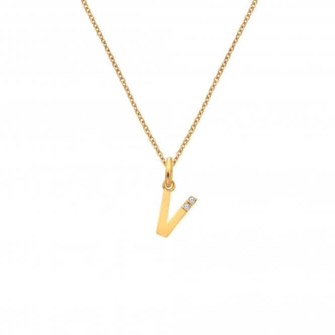 18ct Gold Plated Sterling Silver Letter V Pendant DP960Hot Diamonds x Jac JossaDP960