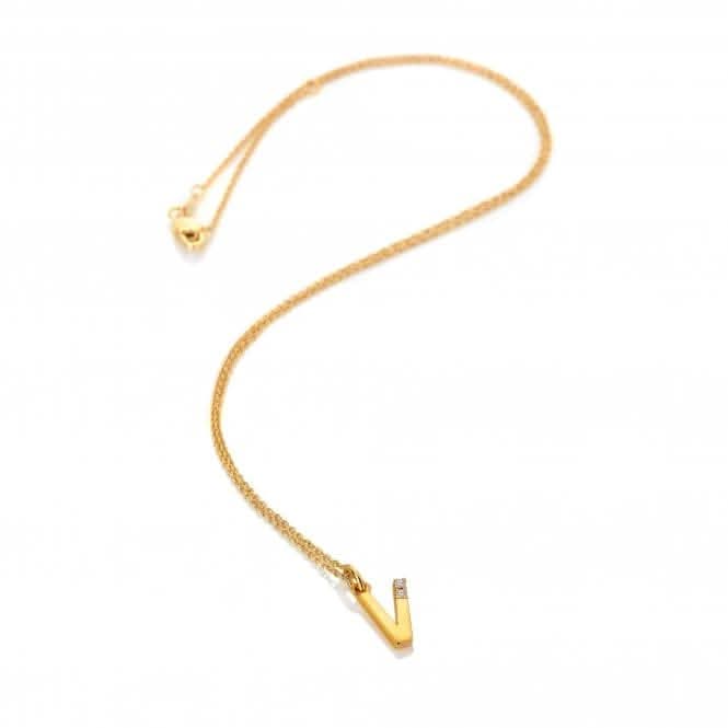 18ct Gold Plated Sterling Silver Letter V Pendant DP960Hot Diamonds x Jac JossaDP960