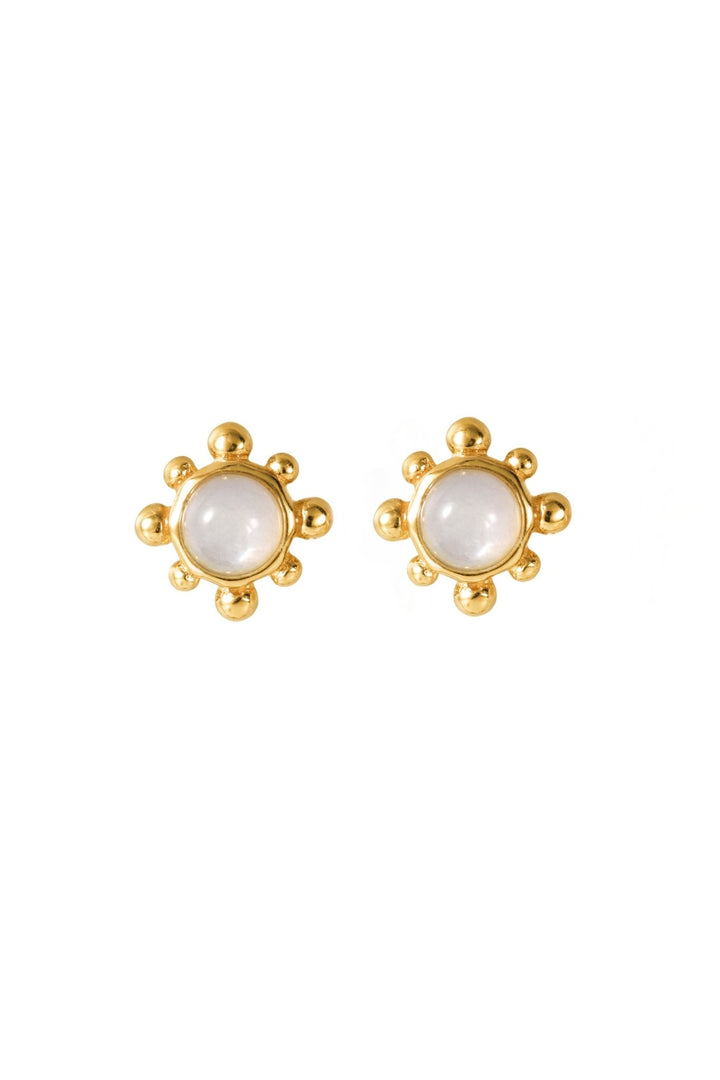 18ct Gold Plated Sterling Silver Moonstone Stud EarringsThe Fine CollectiveBA0072025