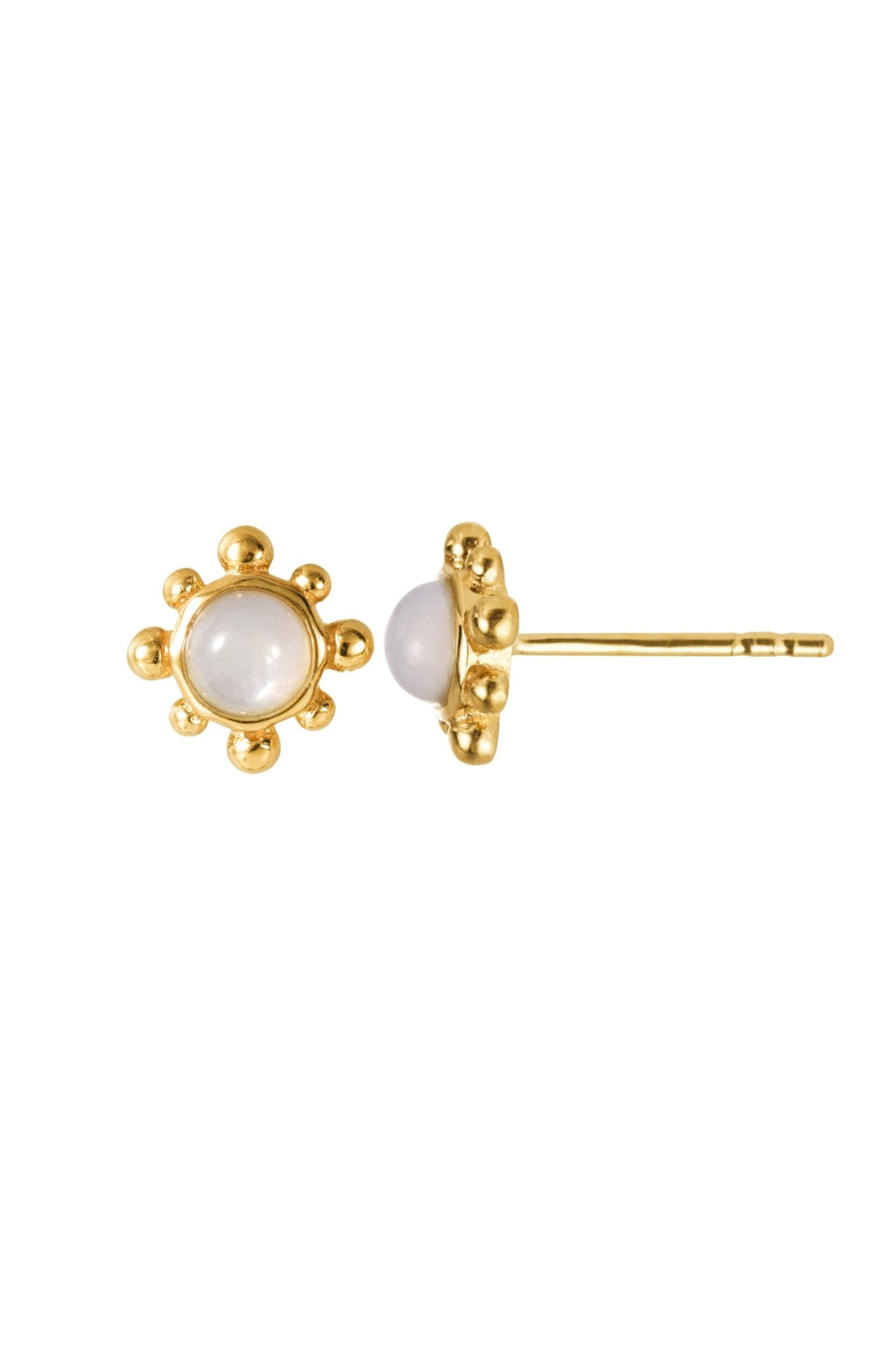 18ct Gold Plated Sterling Silver Moonstone Stud EarringsThe Fine CollectiveBA0072025