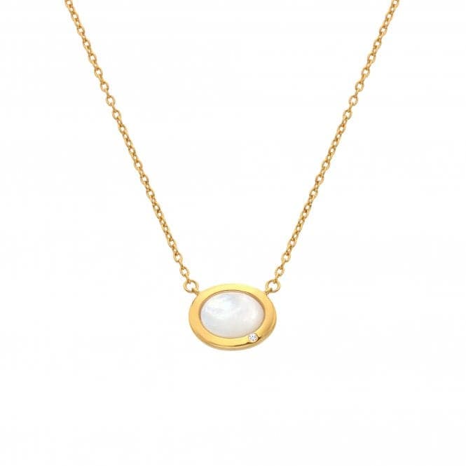 18ct Gold Plated Sterling Silver Oval Mother of Pearl Necklace DN200Hot Diamonds x GemstonesDN200