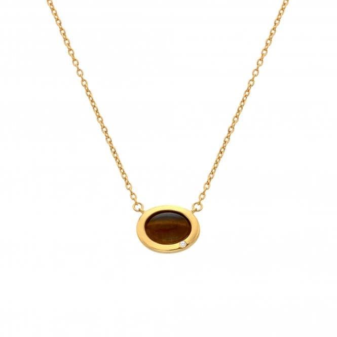 18ct Gold Plated Sterling Silver Oval Tigers Eye Necklace DN201Hot Diamonds x GemstonesDN201