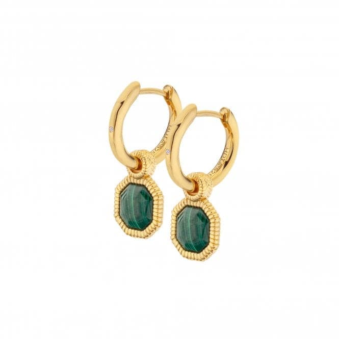 18ct Gold Plated Sterling Silver Revive Malachite Earrings DE676Hot Diamonds x Jac JossaDE676