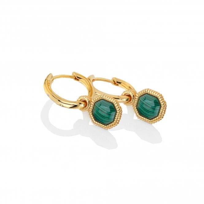 18ct Gold Plated Sterling Silver Revive Malachite Earrings DE676Hot Diamonds x Jac JossaDE676