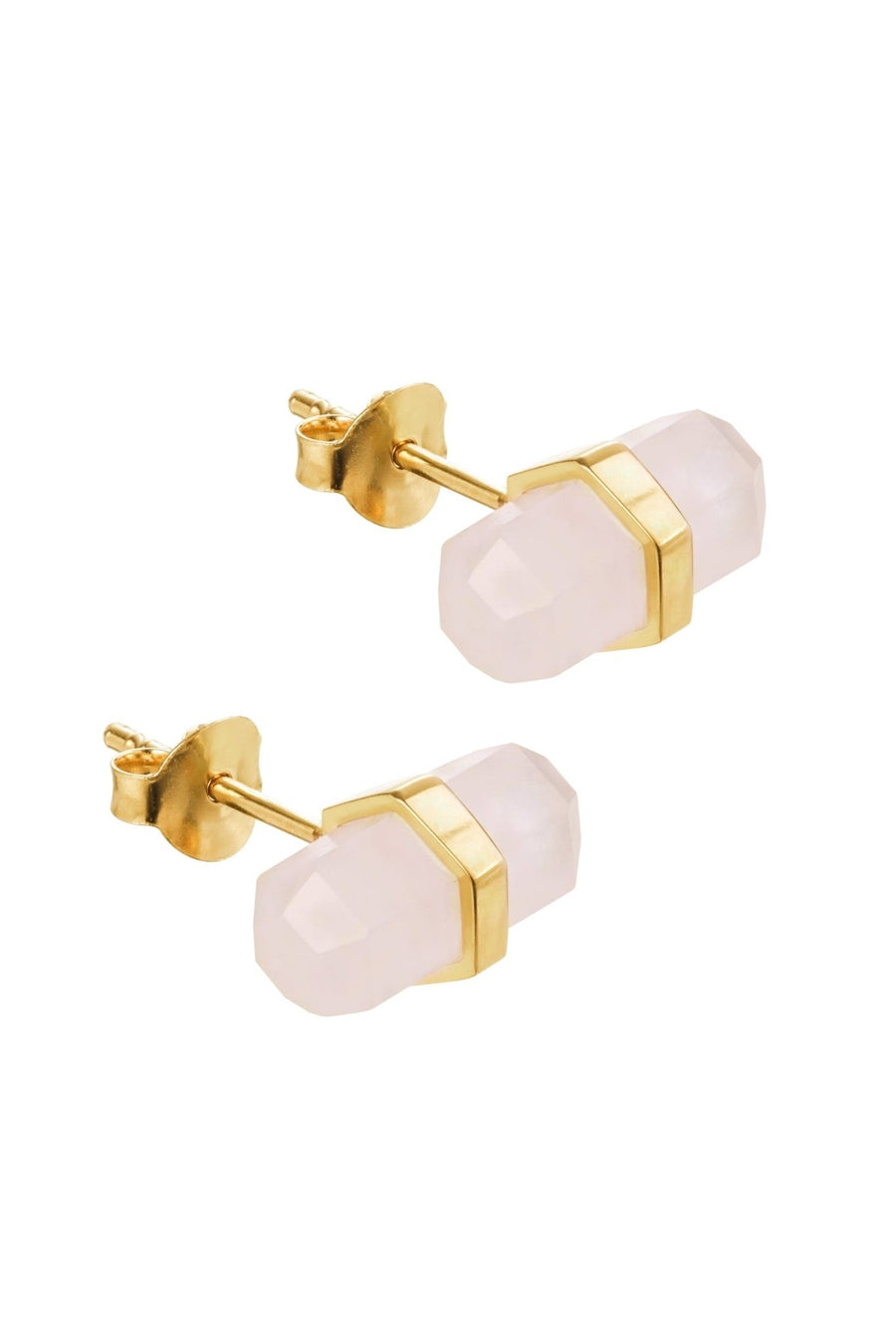 18ct Gold Plated Sterling Silver Rose Quartz Stud EarringsThe Fine CollectiveBA0072026