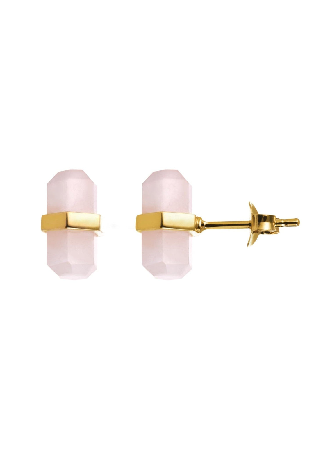 18ct Gold Plated Sterling Silver Rose Quartz Stud EarringsThe Fine CollectiveBA0072026