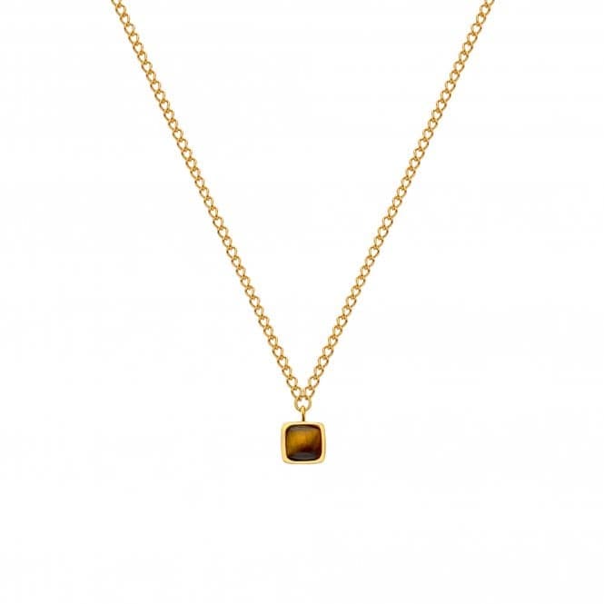 18ct Gold Plated Sterling Silver Square Tigers Eye Necklace DN199Hot Diamonds x GemstonesDN199