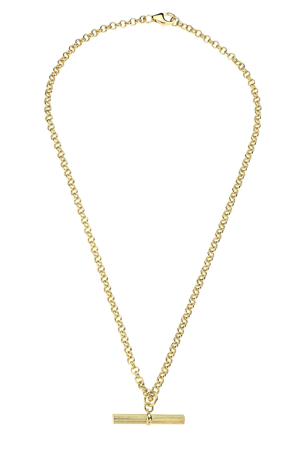 18ct Gold Plated Sterling Silver T - Bar Rolo NecklaceThe Fine CollectiveBA0070964