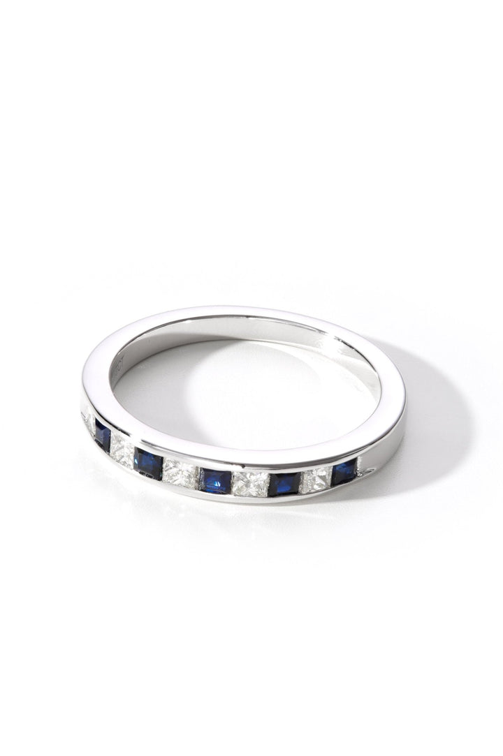 18ct White Gold 0.33ct Sapphire and 0.25ct Diamond Wedding RingThe Fine CollectiveBA0073266 - L