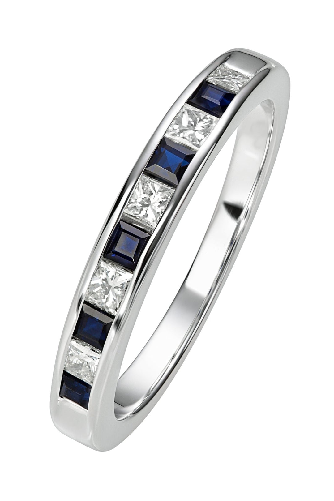 18ct White Gold 0.33ct Sapphire and 0.25ct Diamond Wedding RingThe Fine CollectiveBA0073266 - L