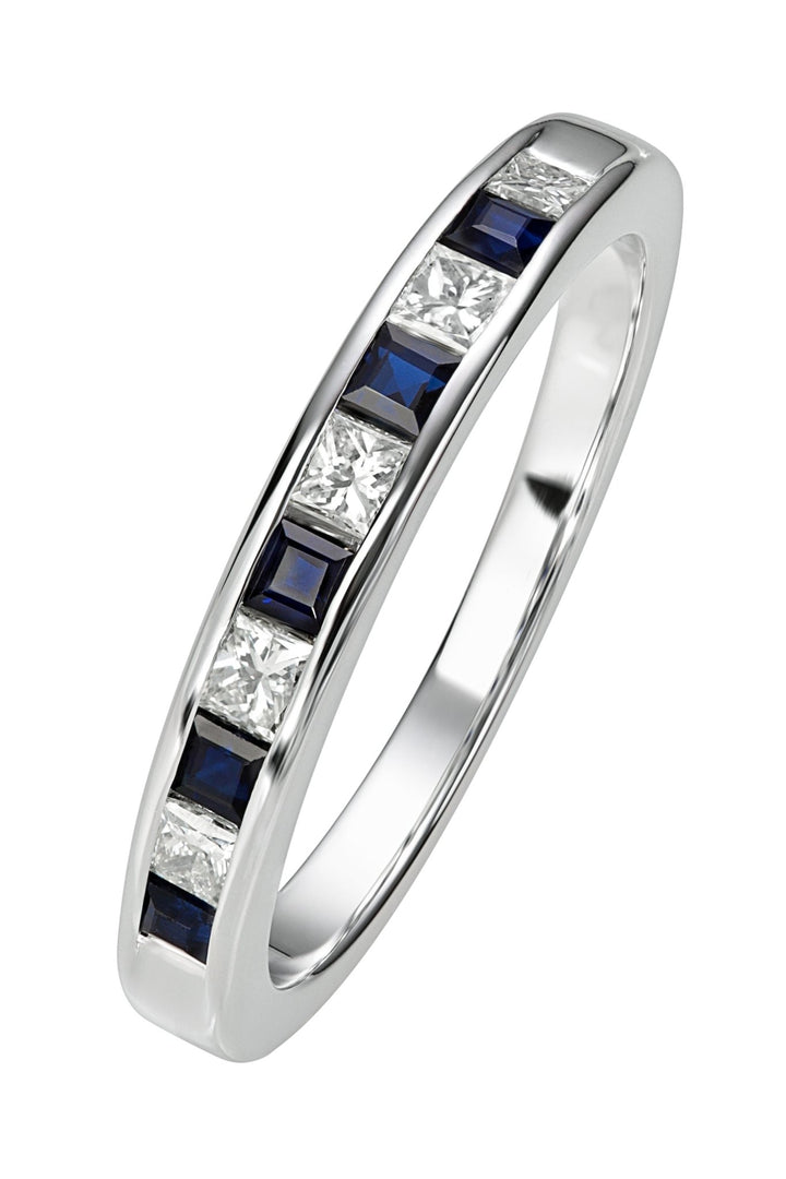 18ct White Gold 0.33ct Sapphire and 0.25ct Diamond Wedding RingThe Fine CollectiveBA0073266 - L