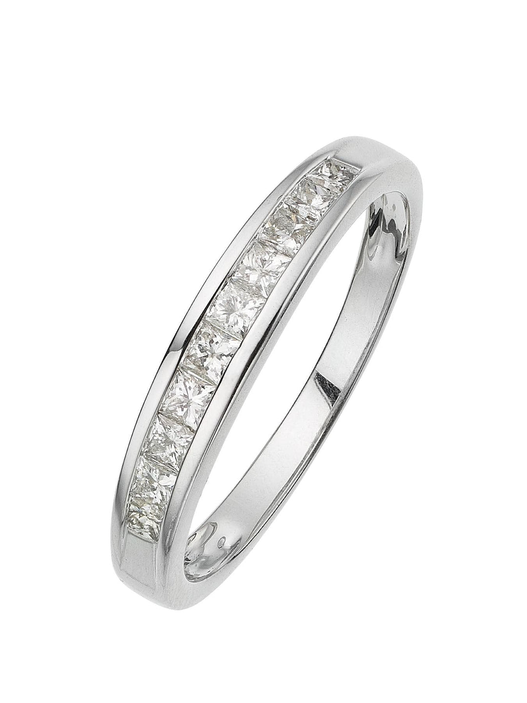 18ct White Gold 0.50ct Princess Cut Diamond Half Eternity RingThe Fine CollectiveBA0026049 - K