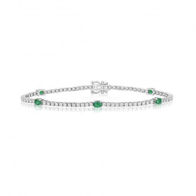 18ct White Gold Diamond And Emerald Bracelet BDQ202WEGemstones JewelleryBDQ202WE