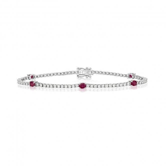 18ct White Gold Diamond And Ruby Bracelet BDQ202WRGemstones JewelleryBDQ202WR