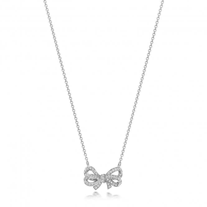 18ct White Gold Diamond Bow Necklace NDQ114WDiamond JewelleryNDQ114W