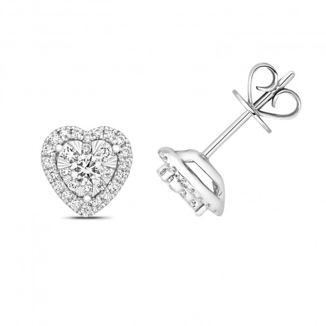 18ct White Gold Diamond Brilliant Heart Halo Earrings EDQ328WDiamond JewelleryEDQ328W