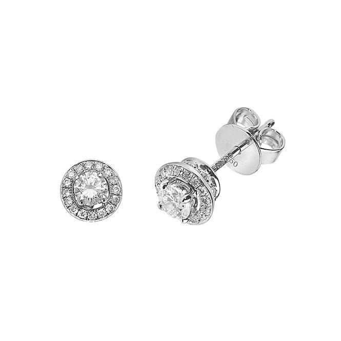 18ct White Gold Diamond Halo Earrings EDQ196WDiamond JewelleryEDQ196W