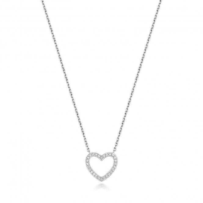 18ct White Gold Diamond Heart Necklace NDQ125WDiamond JewelleryNDQ125W