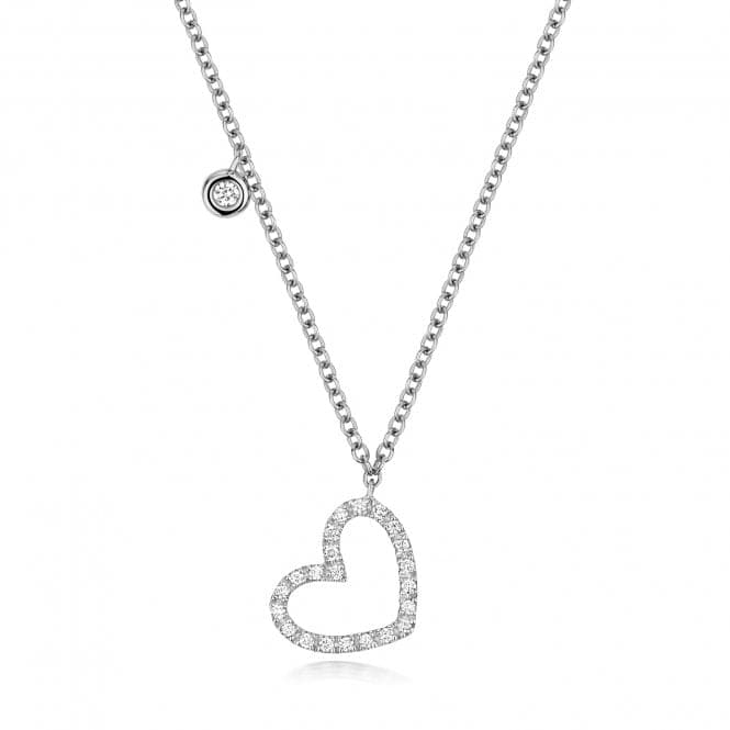 18ct White Gold Diamond Heart Necklace NDQ137WDiamond JewelleryNDQ137W