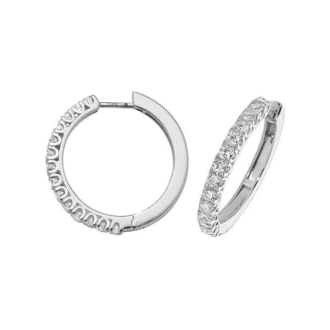 18ct White Gold Diamond Hoop Earrings EDQ309WDiamond JewelleryEDQ309W