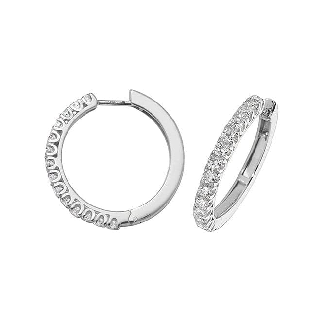 18ct White Gold Diamond Hoop Earrings EDQ309WDiamond JewelleryEDQ309W