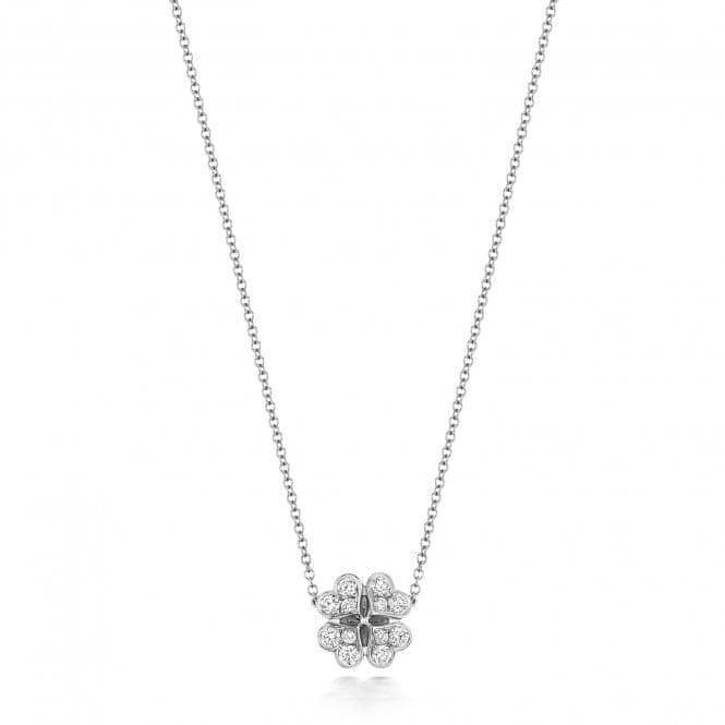 18ct White Gold Diamond Large Clover 16/17Inch Necklace NDQ118WDiamond JewelleryNDQ118W