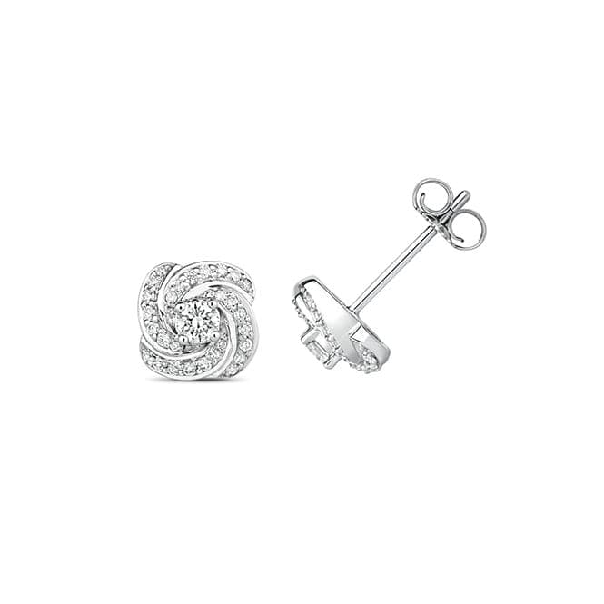 18ct White Gold Diamond Swirl Earring Studs EDQ313WDiamond JewelleryEDQ313W