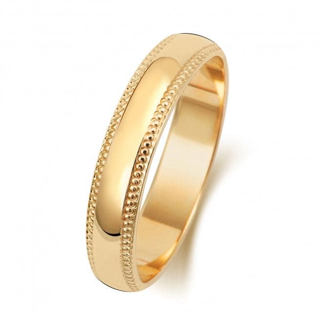 18K D Shape Millgrain 4 mm - 1.2 Wedding Ring WQ184LWedding BandsWQ184L/J