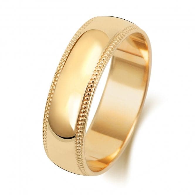 18K D Shape Millgrain 6mm - 1.8 Wedding Ring WQ186HWedding BandsWQ186H/M