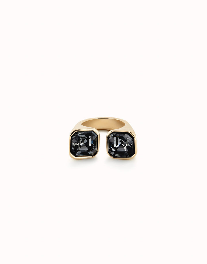 18k Gold Plated Faceted Crystal Black Ring ANI0821NGROROUNOde50ANI0821NGRORO12