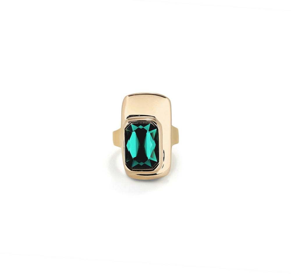 18k Gold Plated Ser Magnetica Green Ring ANI0829VRDOROUNOde50ANI0829VRDORO12