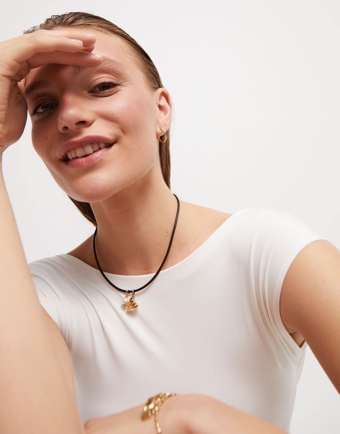 18k Gold Plated Ser Unico Brown Charm Necklace COL2014MARORO0UUNOde50COL2014MARORO0U