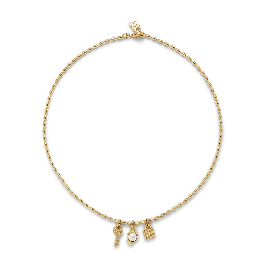 18k Gold Plated Ser Unico White Charm Necklace COL2017BPLORO0UUNOde50COL2017BPLORO0U