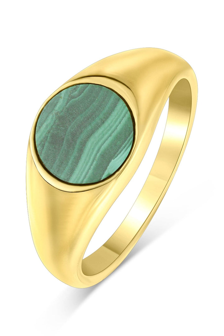 18K Gold Plated Sterling Silver Malachite Signet RingThe Fine CollectiveBA0072705 - P