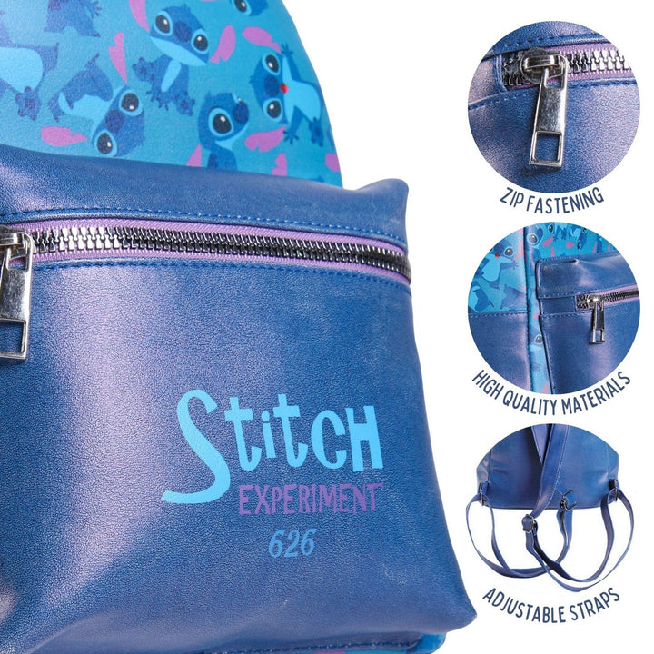 Disney Stitch Casual Fashion Faux-Leather Si Blue Backpack 2100003698
