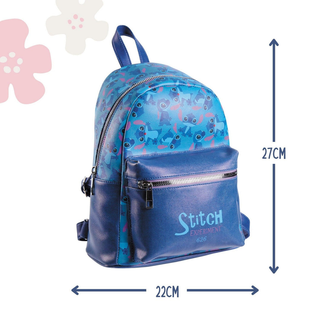 Disney Stitch Casual Fashion Faux-Leather Si Blue Backpack 2100003698