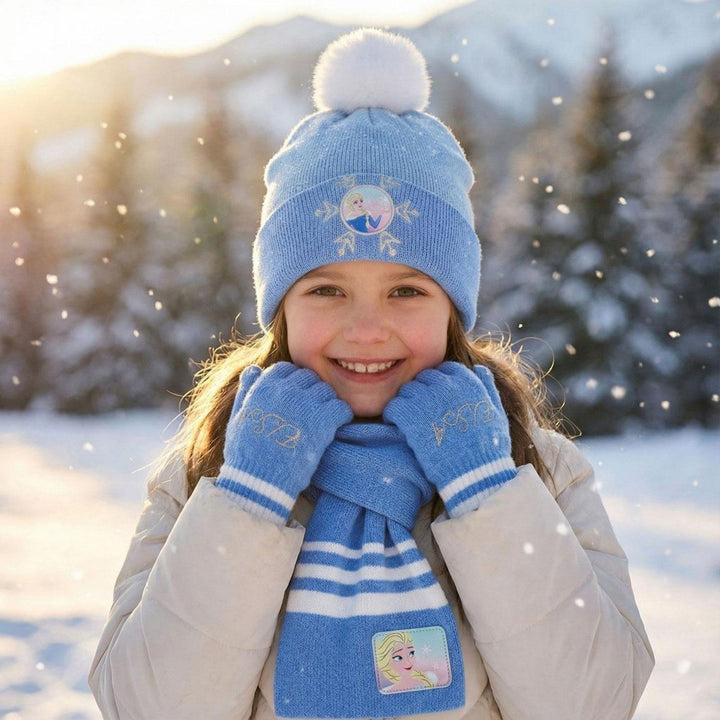 Disney 3 Piece Hat, Gloves, Scarf Winter Frozen Blue Set 2200010587