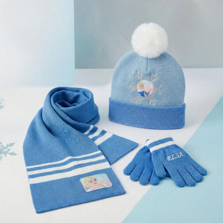 Disney 3 Piece Hat, Gloves, Scarf Winter Frozen Blue Set 2200010587