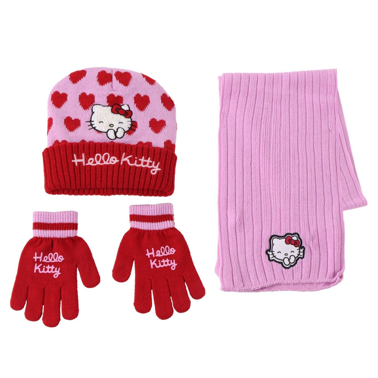 Hello Kitty & Friends 3 Piece Hat, Gloves, Scarf Winter Pink Set 2200010589